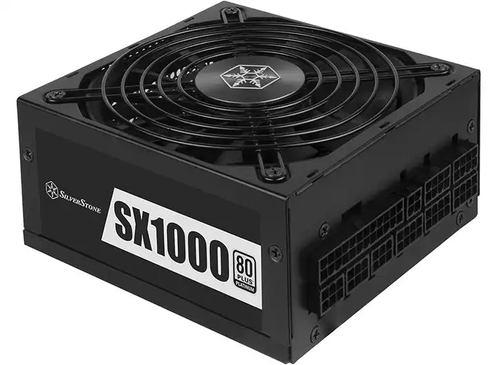 Guía de las mejores marcas de PSU para jugadores por Prime Tech Support para clientes de Gamers en Miami - Representación visual de la PSU (Unidad de fuente de alimentación) SilverStone SX1000 Platinum para jugadores en Miami