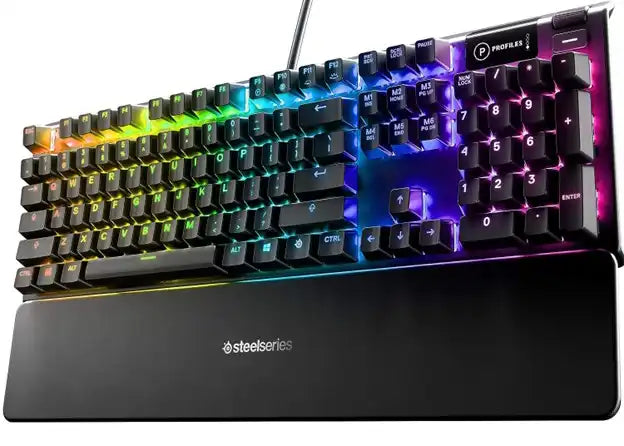 Best Mechanical Keyboard Under 100 Dollars by Prime Tech Support for Gamers Clients in Miami - Visual representation showcasing SteelSeries Apex 5 Keyboard priced under $100, recommended to gamers in Miami.