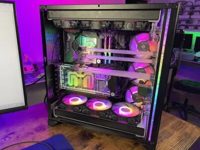 Custom-built PC with RGB lighting and advanced cooling system,
    assembled by Prime Tech Support in Miami, FL