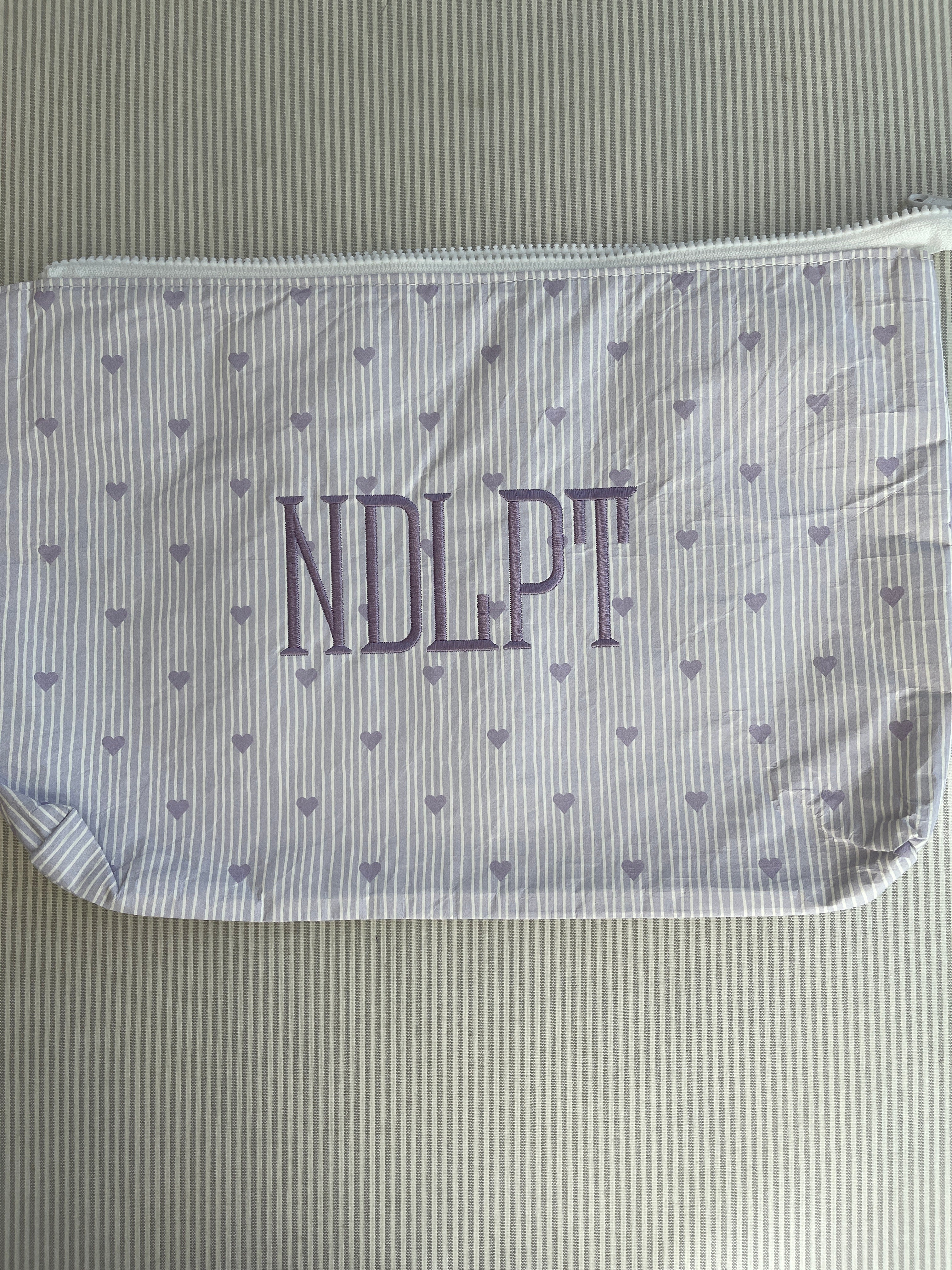 NDLPT Project Bag Large in Lavender Stripes and Hearts A-WNLH