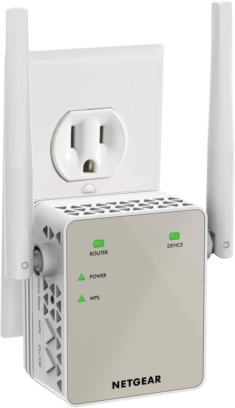 NETGEAR Wi-Fi Range Extender EX6120 - Coverage Up to 1500 Sq Ft and 25 Devices with AC1200 Dual Band Wireless Signal Booster & Repeater (Up to 1200Mbps Speed), and Compact Wall Plug Design, White NEW