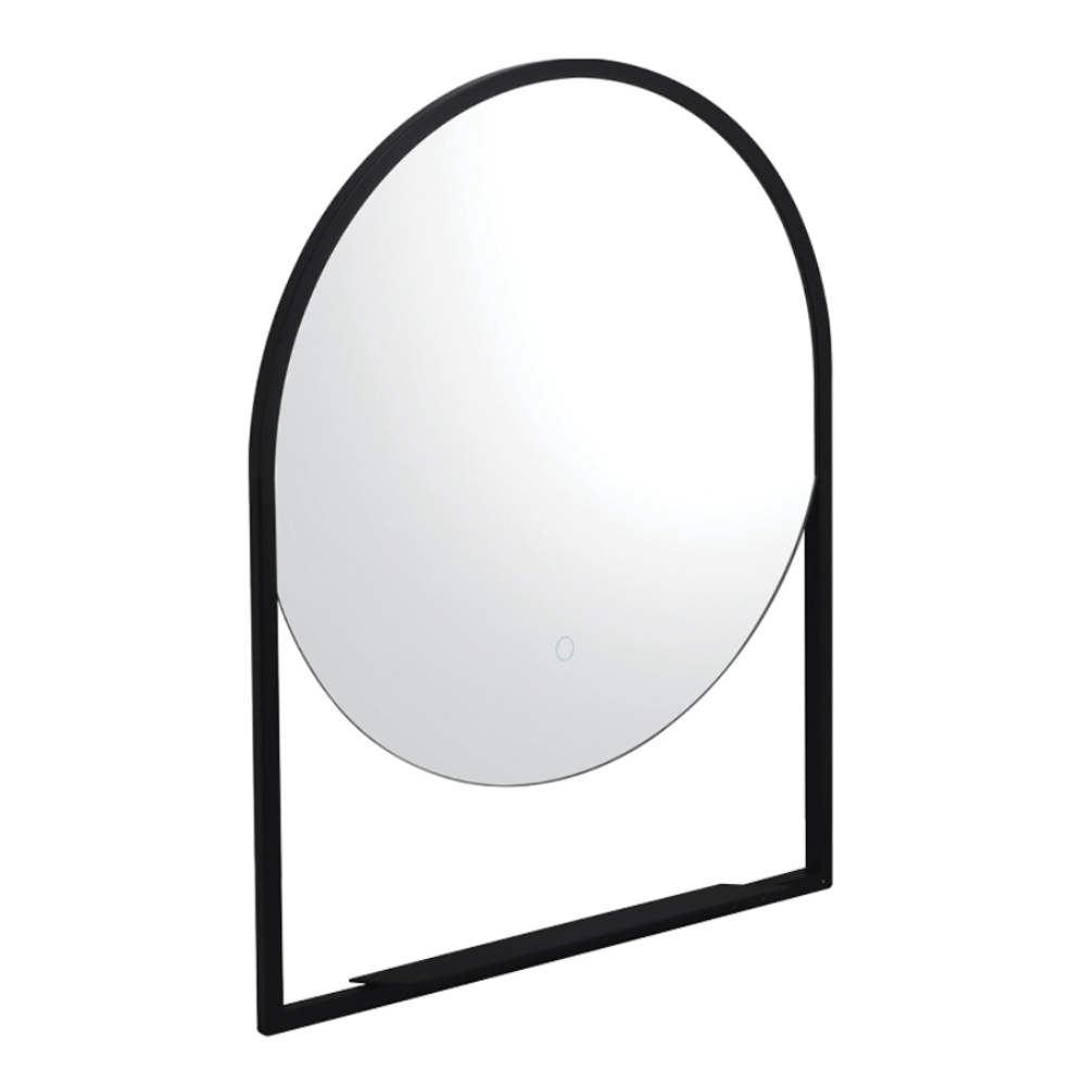 Progetto Mirrors Frame 600 Round LED Mirror with Shelf | Black
