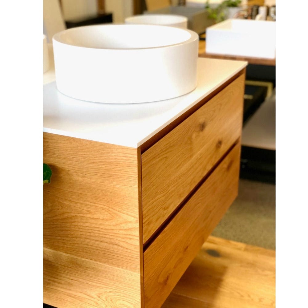 Rose Stone Rustic American Oak Vanity With Corian Top 1800mm The Kitchen Hub