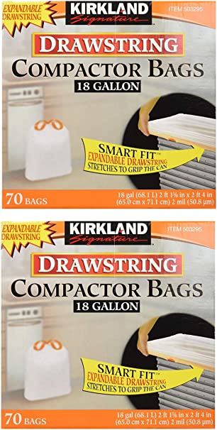 Kirkland Signature 10-Gallon Wastebasket Liner, Clear, 500-count