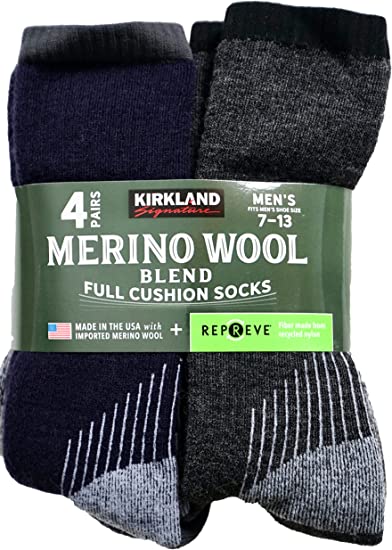 Kirkland Signature Ladies' Crew Trail Socks Extra-Fine Merino Wool,  Black/Purple, 6 Pairs at  Women's Clothing store