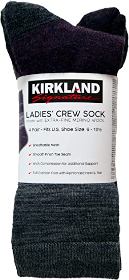 Kirkland Signature Mens Outdoor Trail Socks Merino Wool 4 Pairs :  : Clothing, Shoes & Accessories