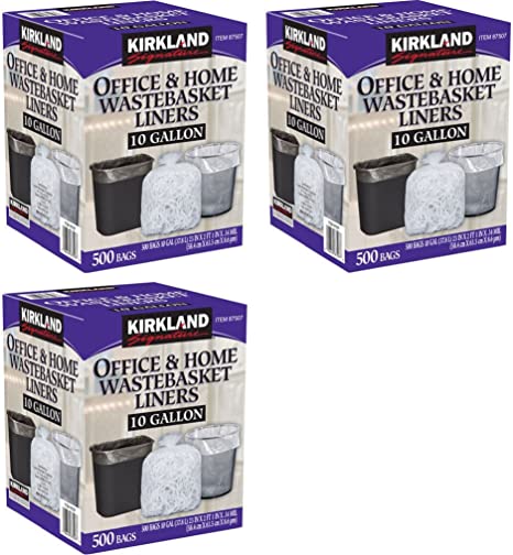 Kirkland 10 Gallon Trash Bags Clear - 500 Bags 87507 - Filmtools