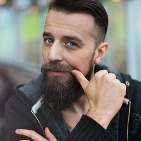 man showing off beard