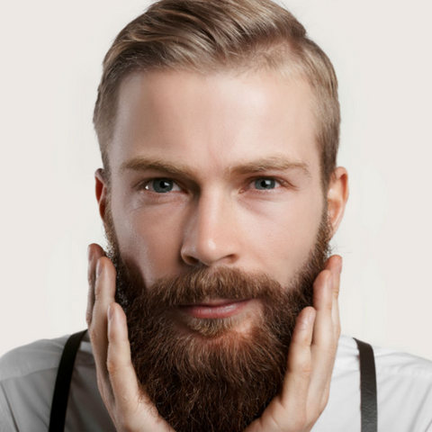 content man showing off beard