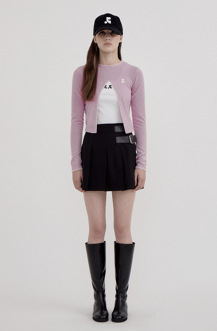 REST&RECREATION CUT OUT LONG SLEEVE KNIT TOP PINK