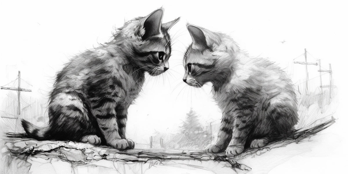 dibujo de dos gatos mirandose