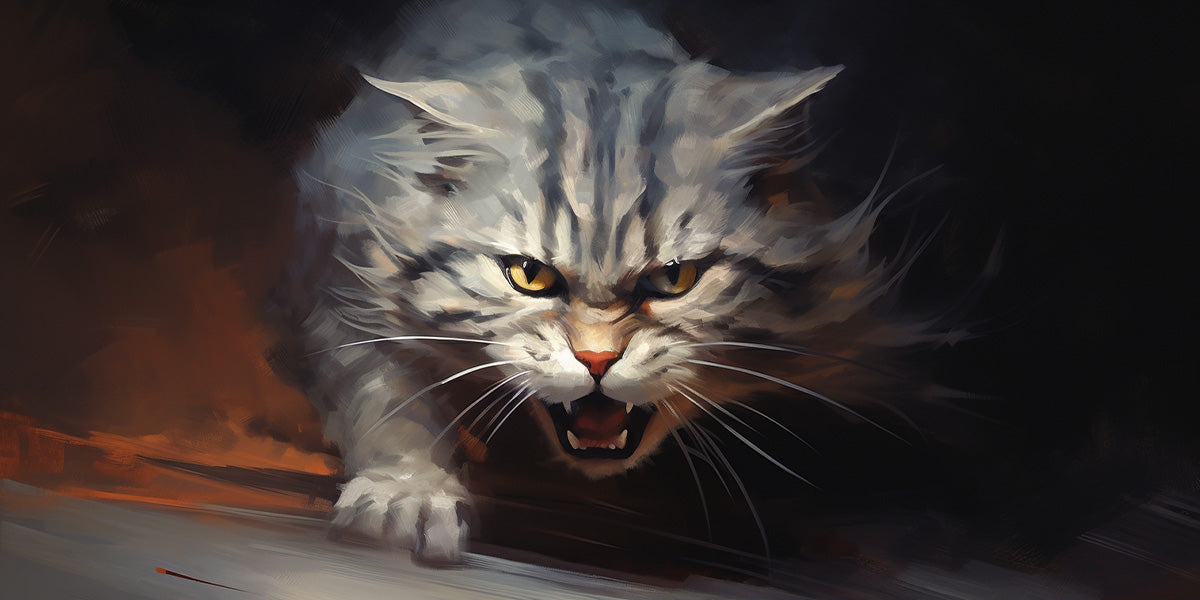 pintura de un gato agresivo