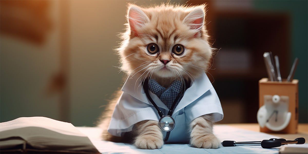 gatito vestido de doctor