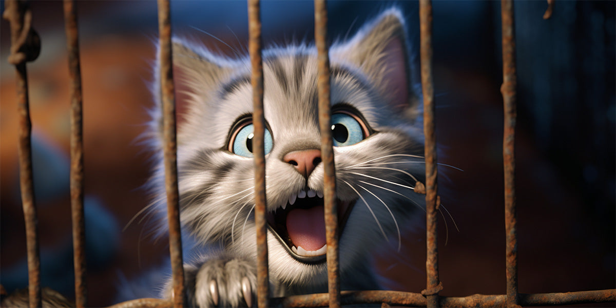 un gatito contento en un refugio de animales