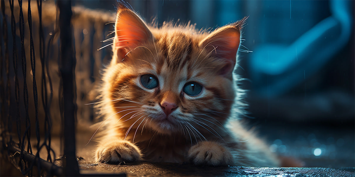 un gatito en un refugio de animales