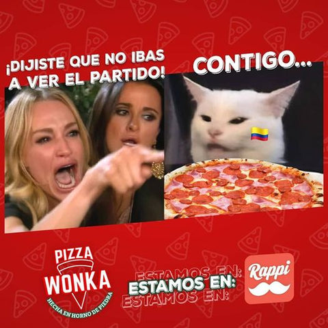 marketing meme de gato pizza