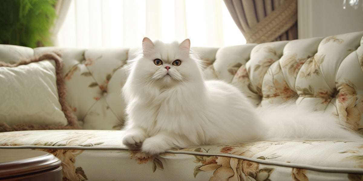 gato persa sobre un sofa