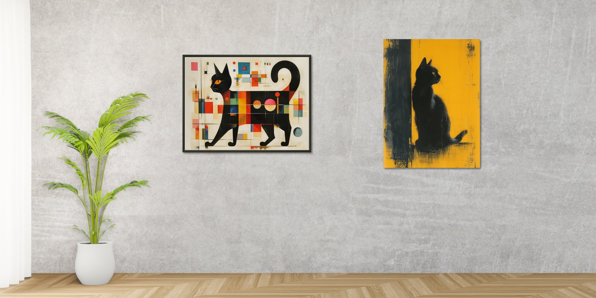 arte abstracto de gatos en la pared