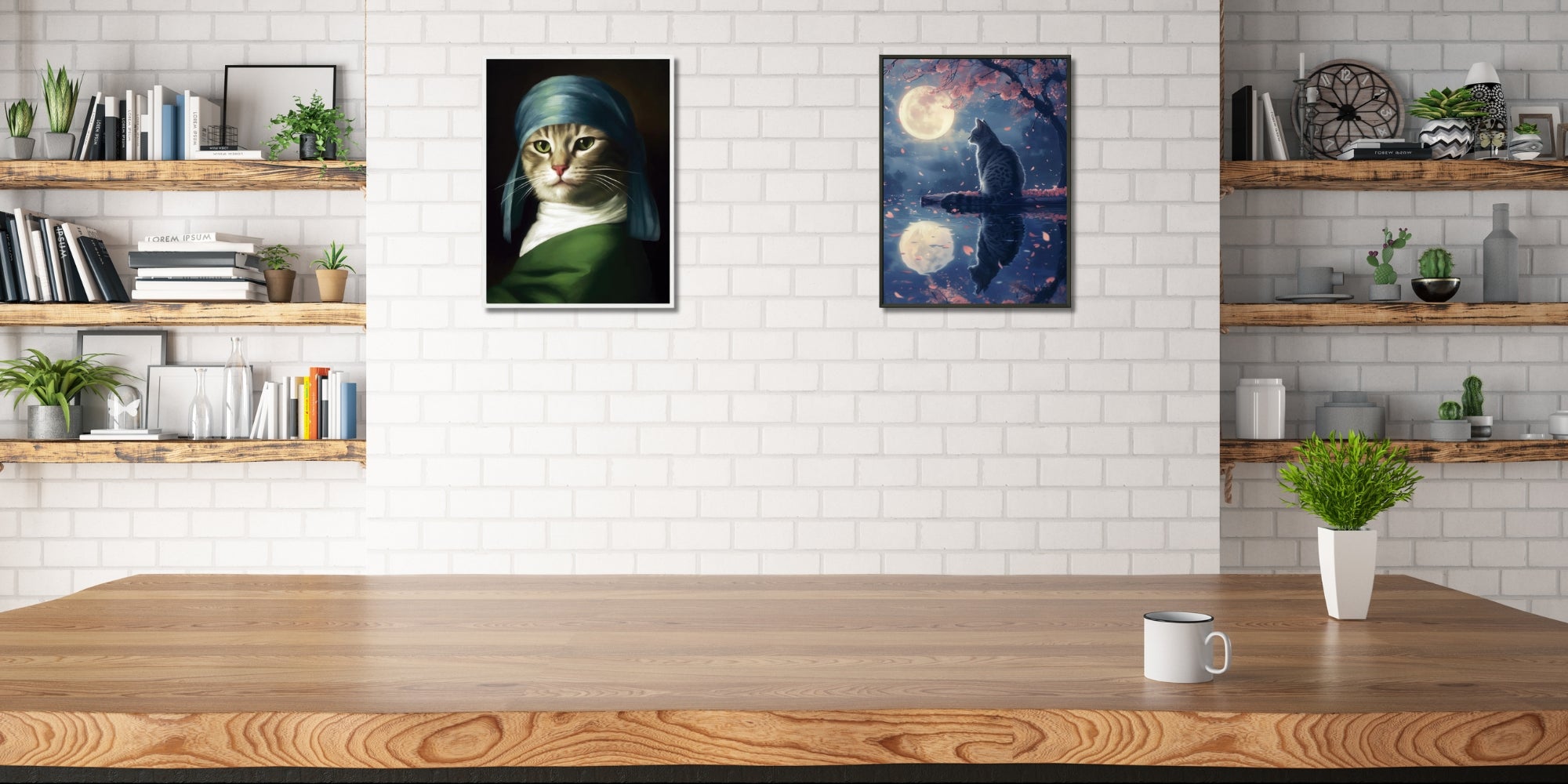 decoracion cocina con cuadros de gatos