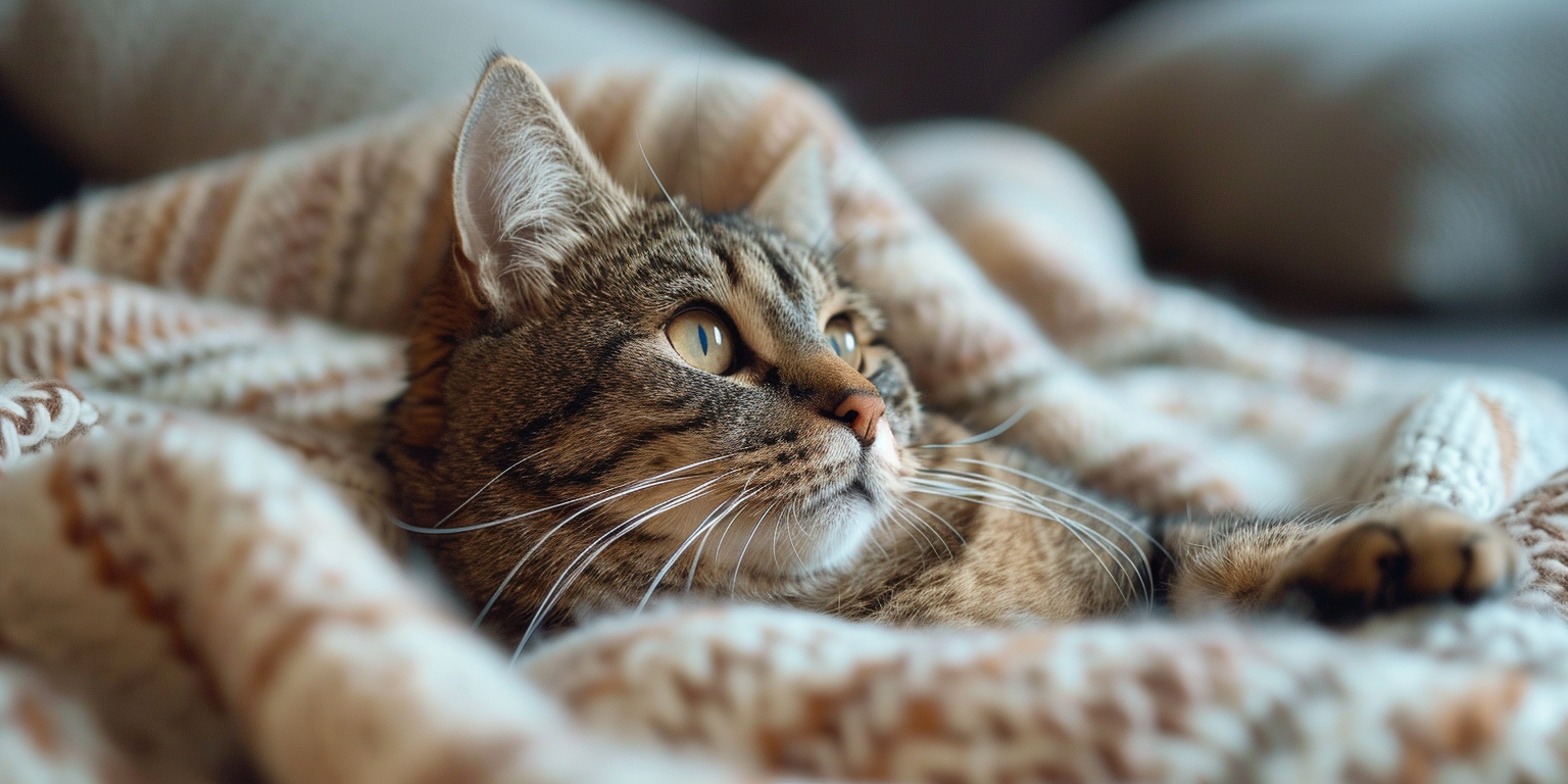 Una imagen acogedora y atractiva de un gato en un entorno doméstico