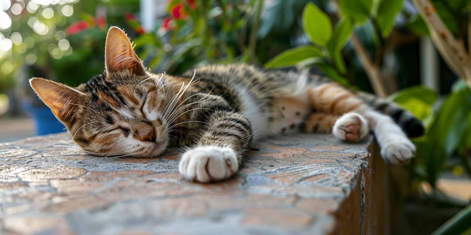 Una imagen relajante de un gato ronroneando y descansando