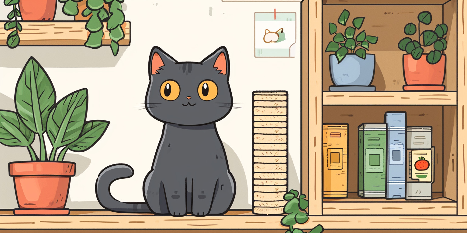 un gato explorando estantes y áreas de juego especialmente diseñados para gatos en el hogar.