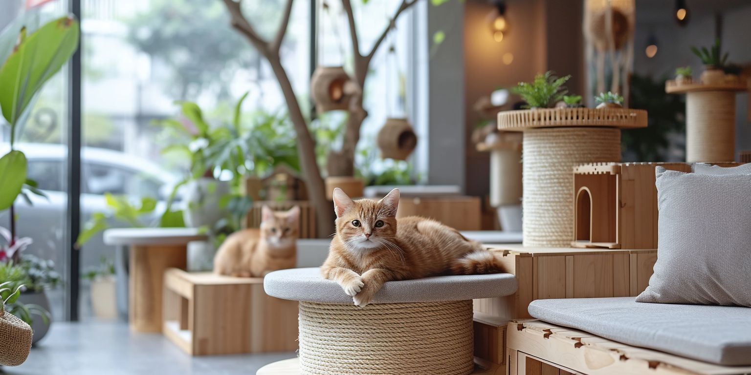 un salon amoblado para el bienestar de un gato