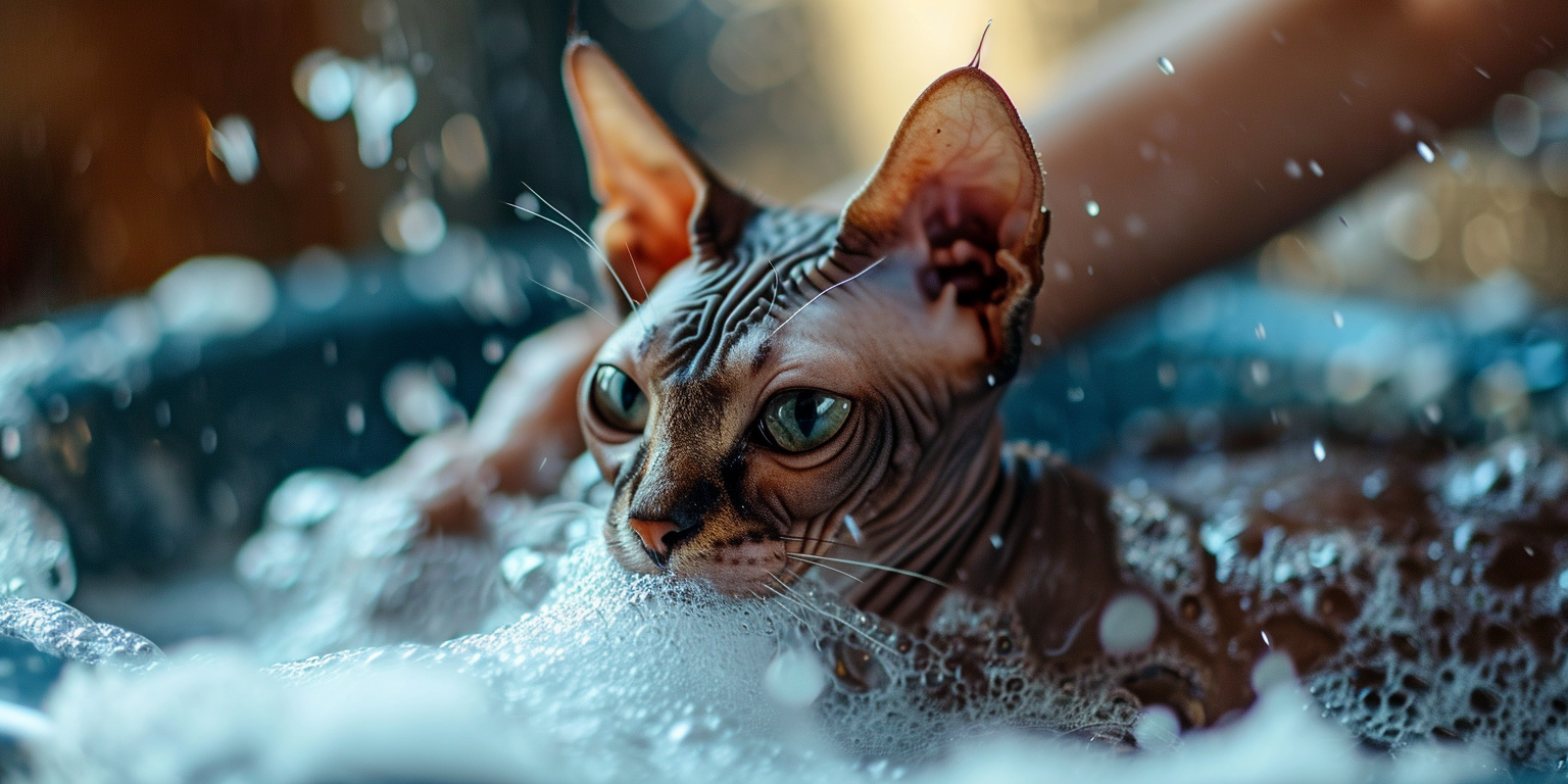 bañar a un gato sin pelo
