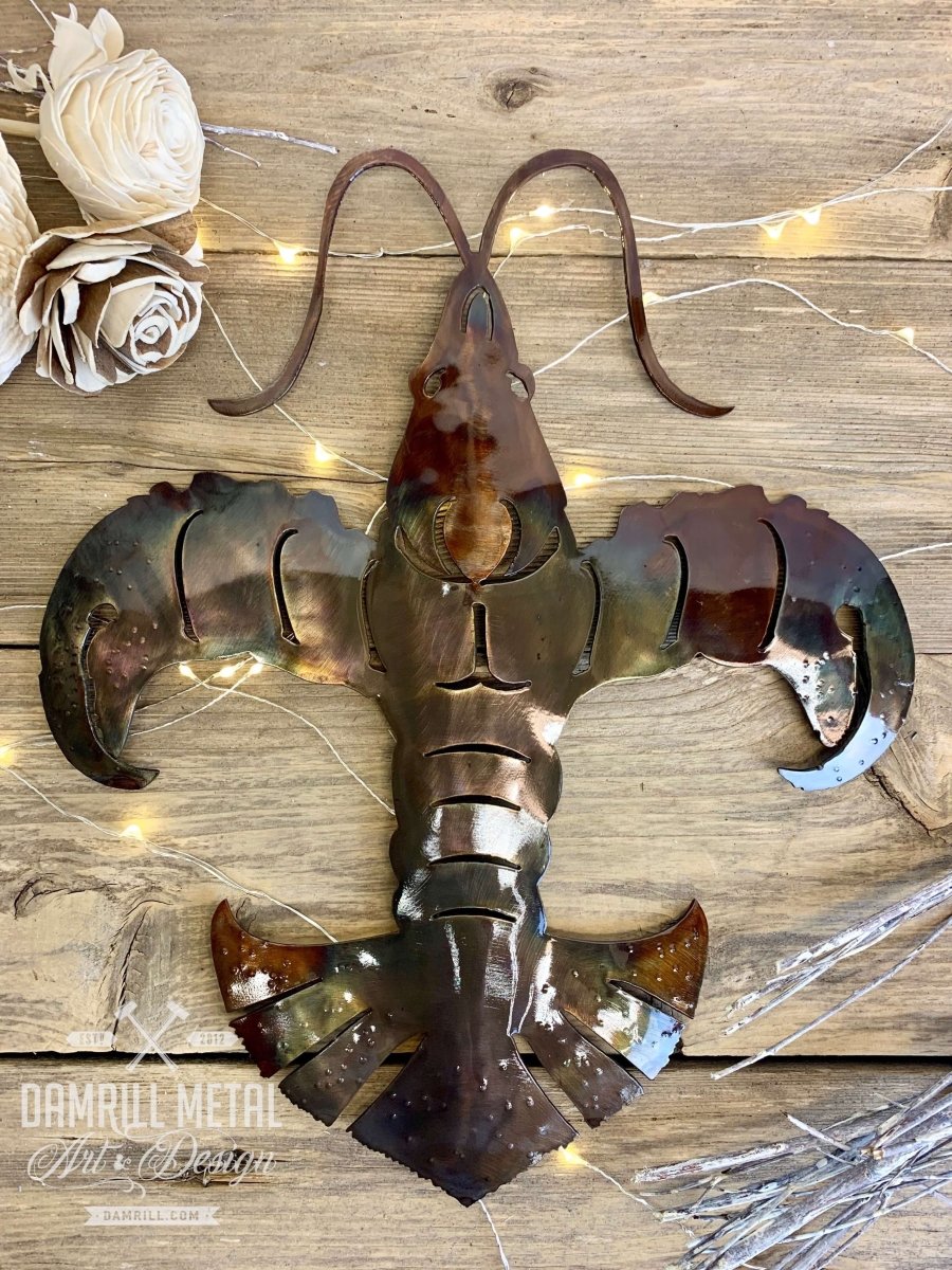 Crawfish Fleur de Lis Metal Art– Damrill Art & Design