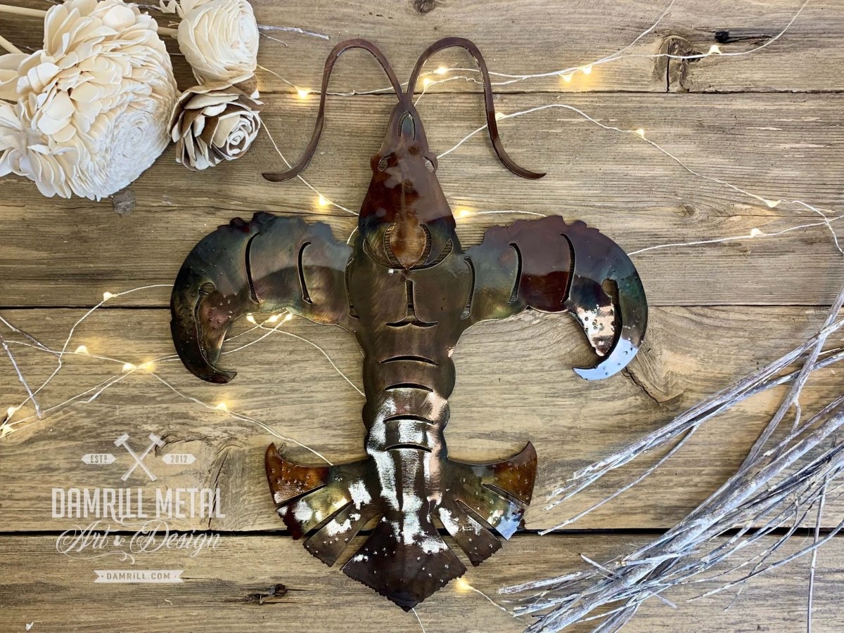 Crawfish Fleur de Lis Metal Art– Damrill Art & Design