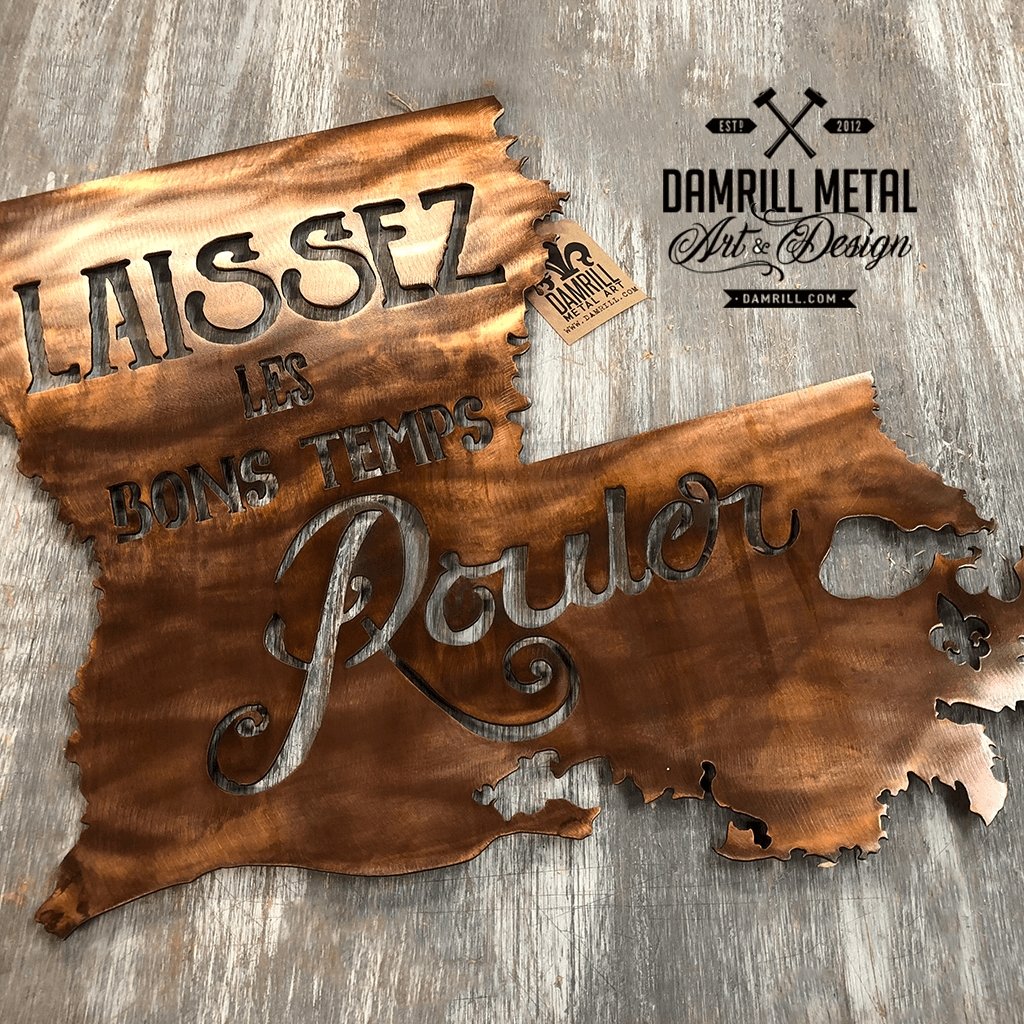Laissez Les Bons Temps Rouler Louisiana Metal Art Boot– Damrill Metal ...