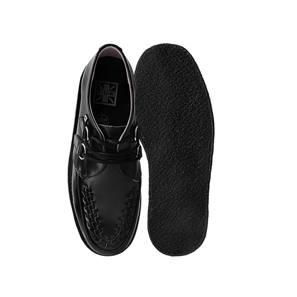T.U.K. Shoes Black Leather Black Interlace The 1970 Original Creeper T.U.K. Shoes EU