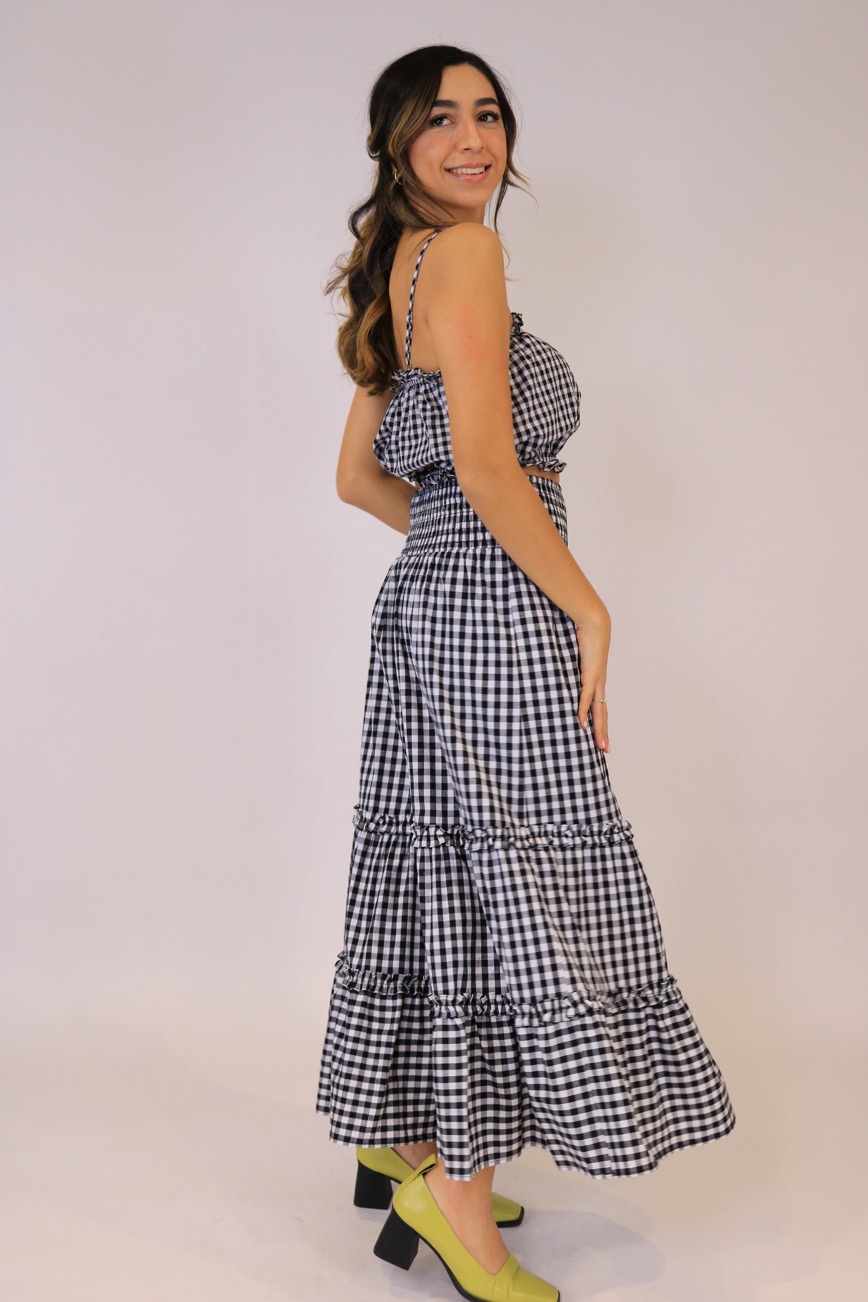 Black Gingham Maxi Skirt and Convertible Dress | Skylar & Skyler