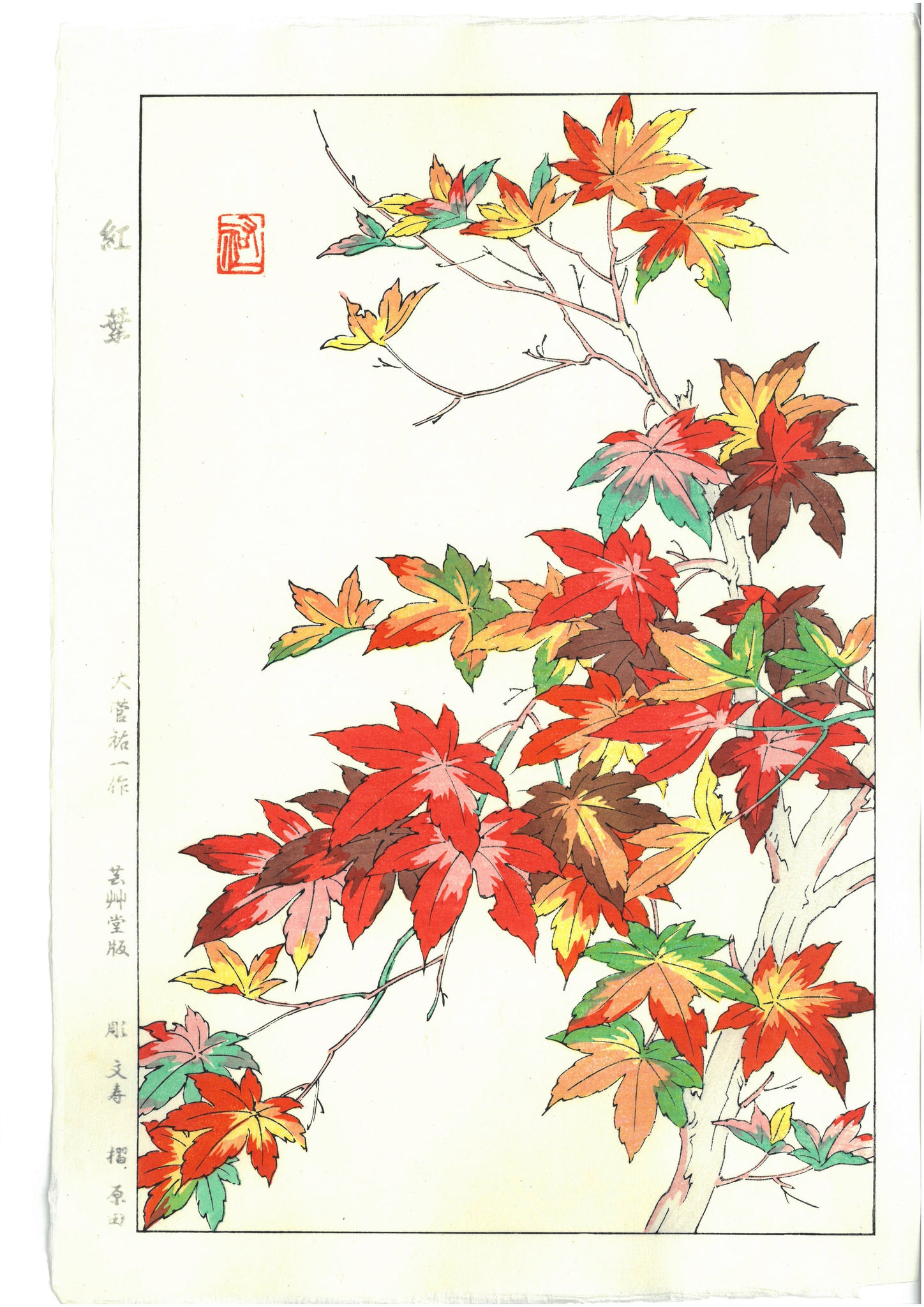 Japanese washi paper RAKUSUISHI TESUKI Autumn leaves Pattern 23.6 inｘ35.4 in
