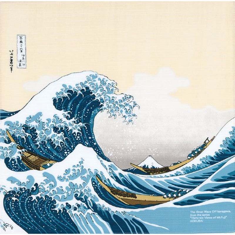 Sumidagawa - Katsushika Hokusai -The Great Wave off Kanagawa (波裏に富士) -  Furoshiki 48 x 48 cm