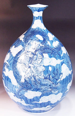 Fujii Kinsai Arita Japan - Sometsuke Rise Dragon Vase  39.00 cm - Free Shipping