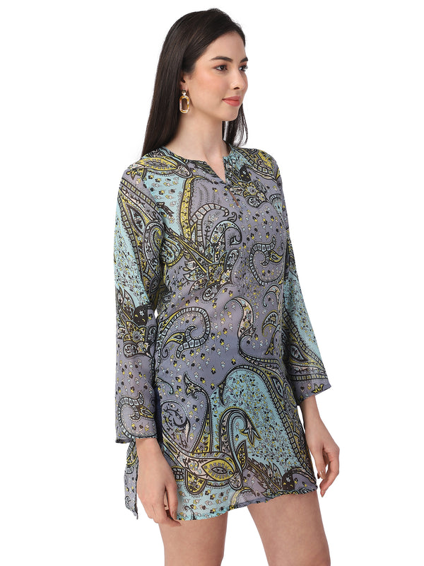 Beige sheer cotton tunic – Aditi Wasan