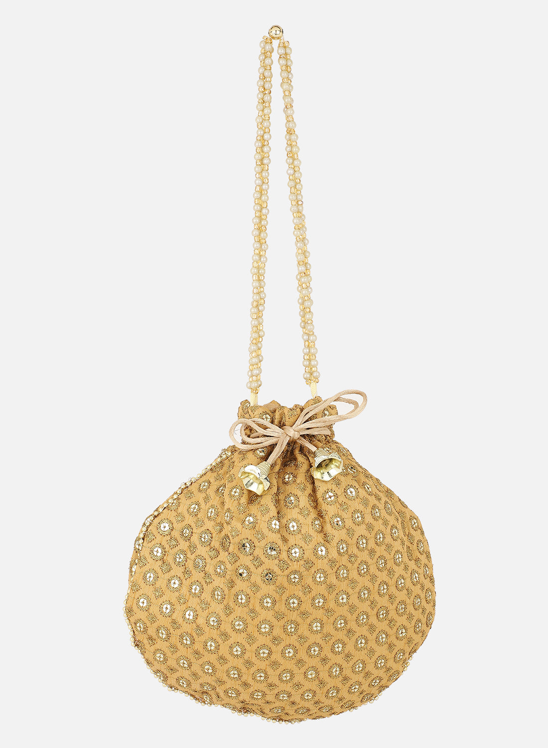 Buy Golden Crystal Potli Bag by AANCHAL SAYAL at Ogaan Online Shopping Site