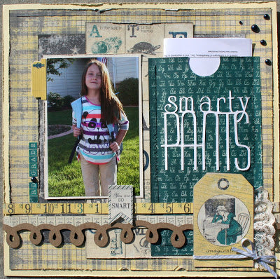 including a report card on a scrapbook layout