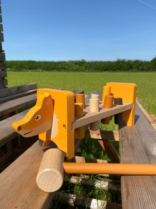 Wooden Hammer Bench - Pound a Peg with Wooden Hammer and 8 Wood Pegs - –  Inside Out Toys/HomePage