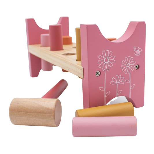 Wooden Hammer Bench - Pound a Peg with Wooden Hammer and 8 Wood Pegs - –  Inside Out Toys/HomePage