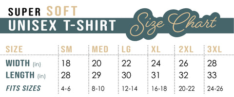 Fig & Lily Co. Super Soft Unisex Faith T-Shirt Size Chart