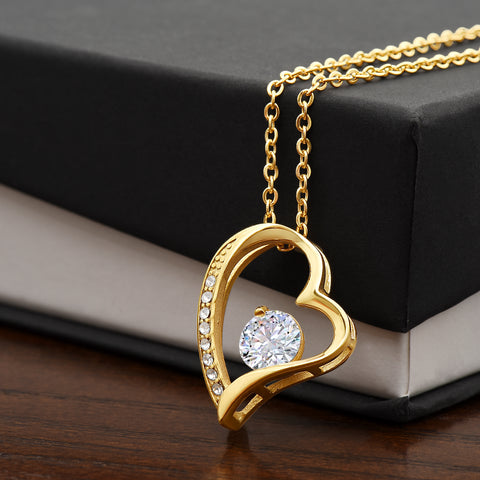 Forever Love dazzling heart gold necklace Happy Mother's Day Gift for Mom with two-tone gift box