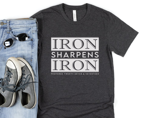 Iron Sharpens Iron Proverbs 27:17 bible verse men's Christian t-shirt