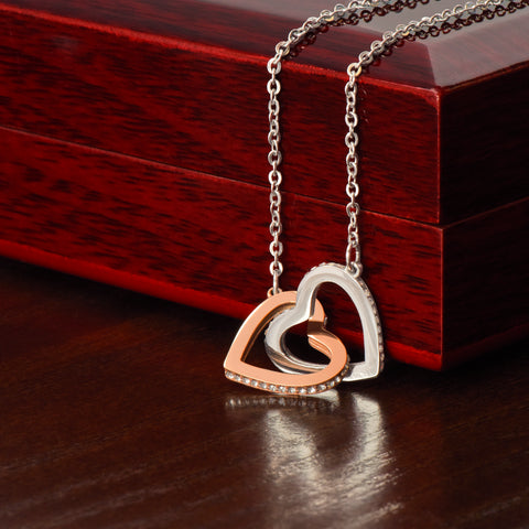 To Our Daughter Interlocking Hearts Necklace Gift from Mom & Dad in Luxury LED spotlight box