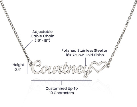 Personalized Name Heart Necklace Gift for Daughter Specifications