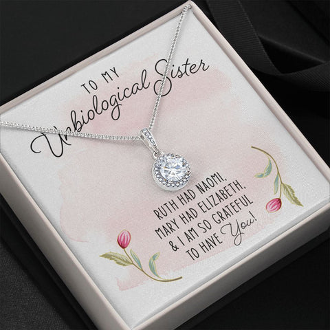 To My Unbiological Sister Friend Pendant Necklace Gift with Christian Message Card