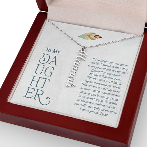 To My Daughter Personalized Name Necklace Gift in luxury mahogany LED light gift box