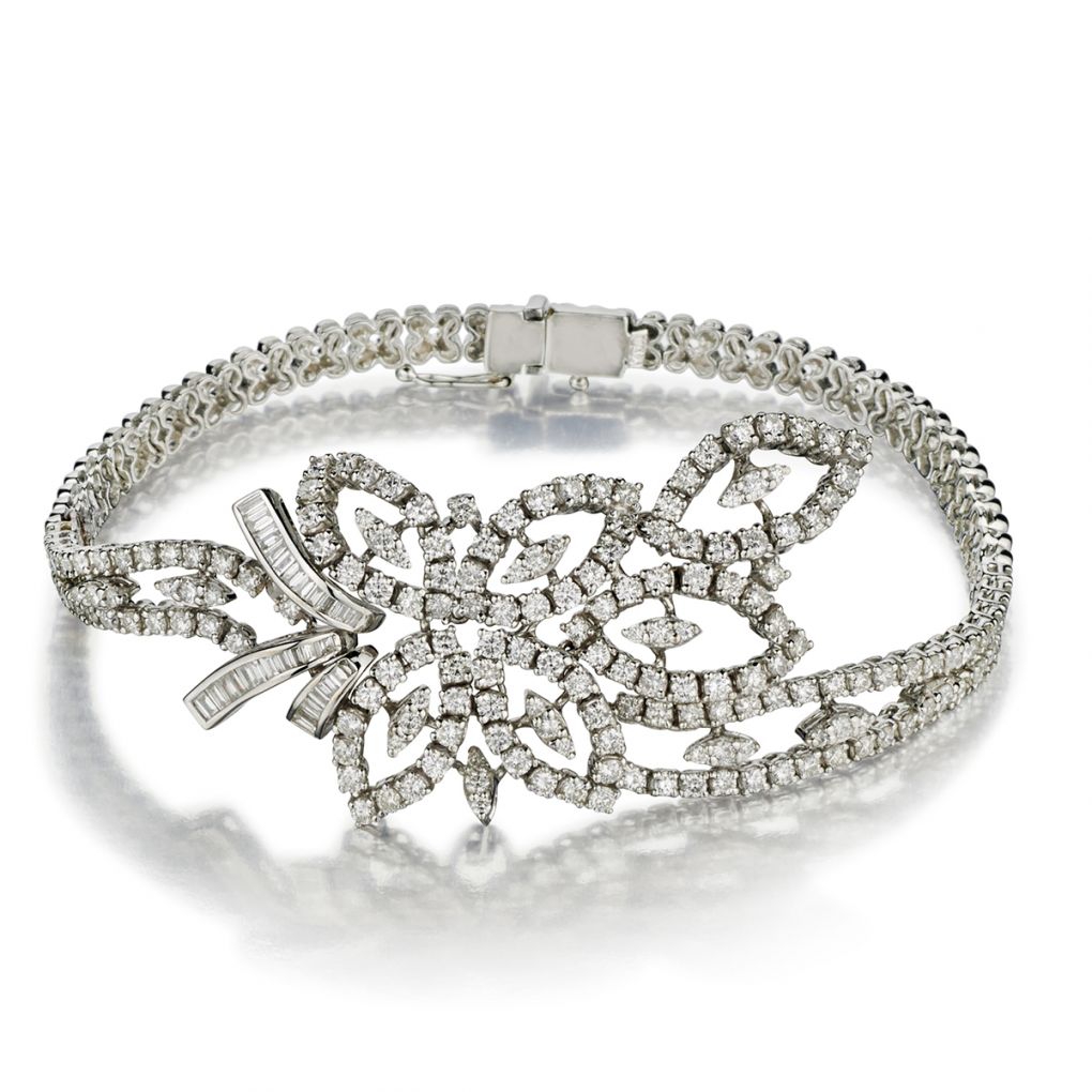 18ct White Gold 3.50ct Brilliant And Baguette Cut Diamond Bangle | Ramsdens  Jewellery