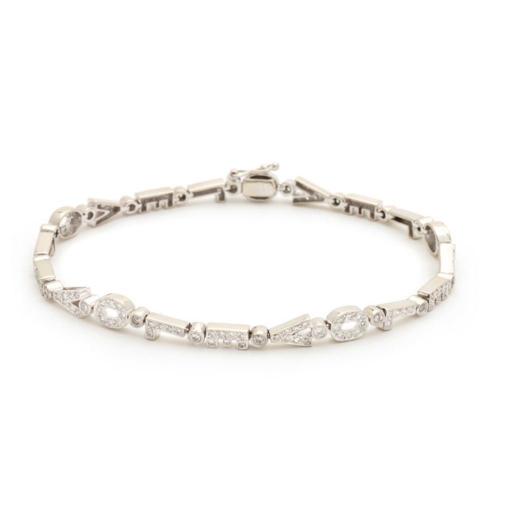 18KT White Gold & Diamond 'LOVE' Block Letter Bracelet – Van Rijk